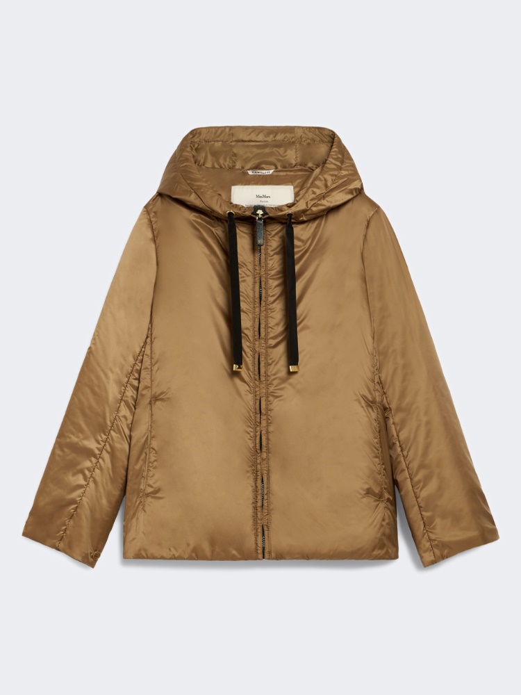 Padded water-repellent hooded jacket - CARAMEL - 5