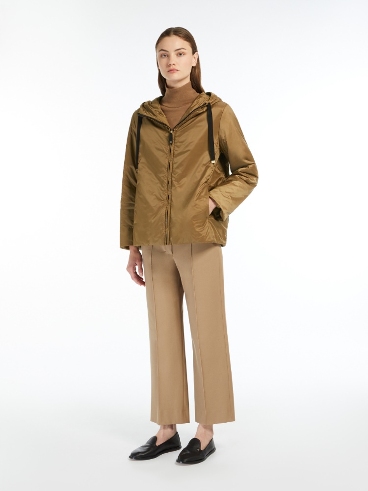Padded water-repellent hooded jacket - CARAMEL - 1