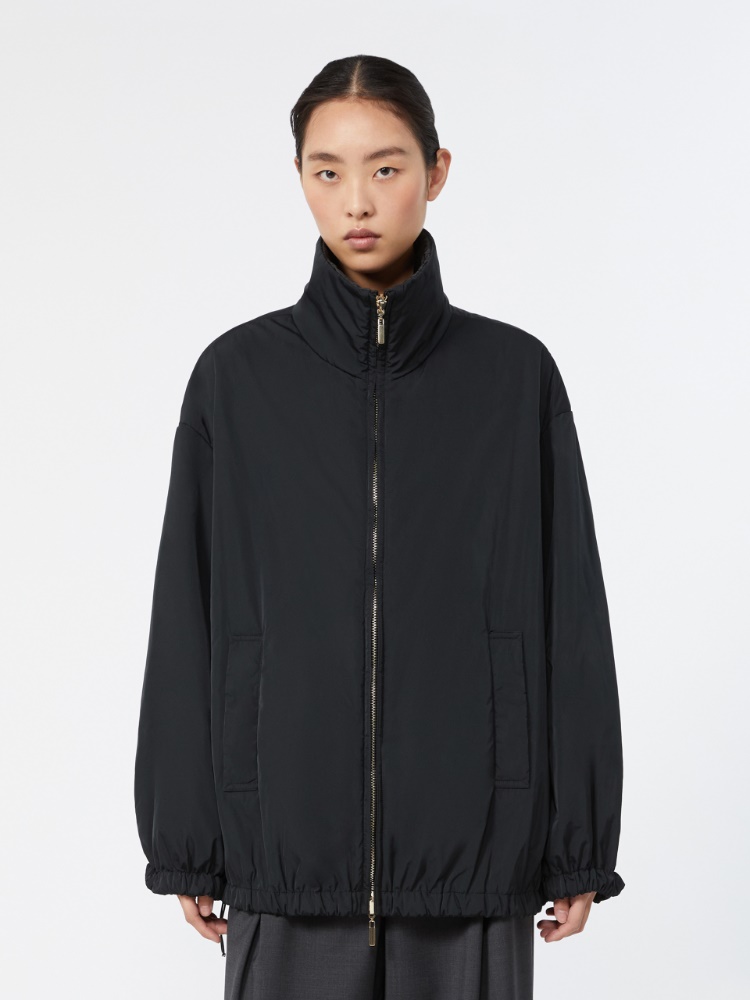 Reversible padded bomber jacket in radzmir and water-repellent canvas - BLACK - 2