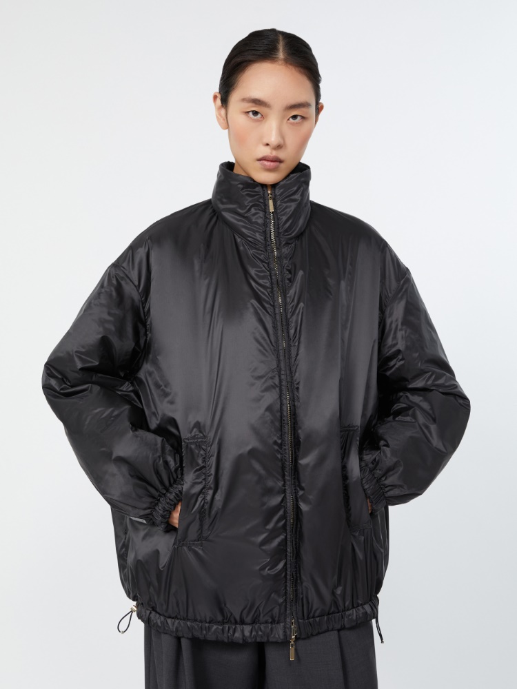 Reversible padded bomber jacket in radzmir and water-repellent canvas - BLACK - 5