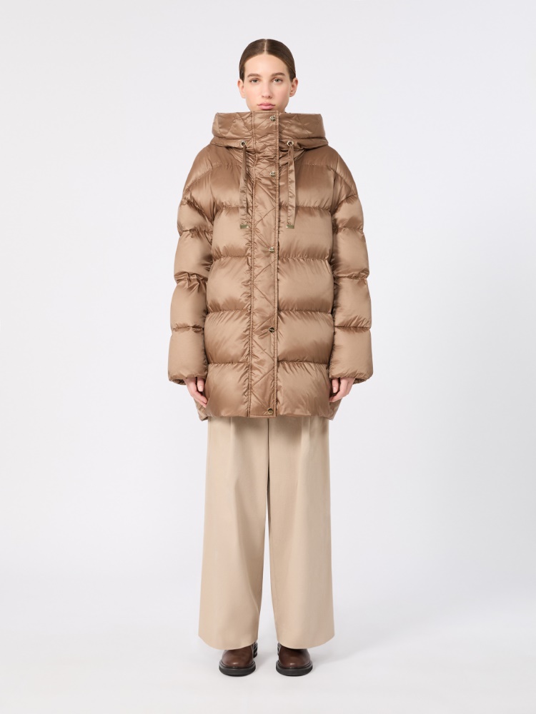Roomy iridescent plain-weave fabric puffer jacket - CAMEL - Max Mara - 2