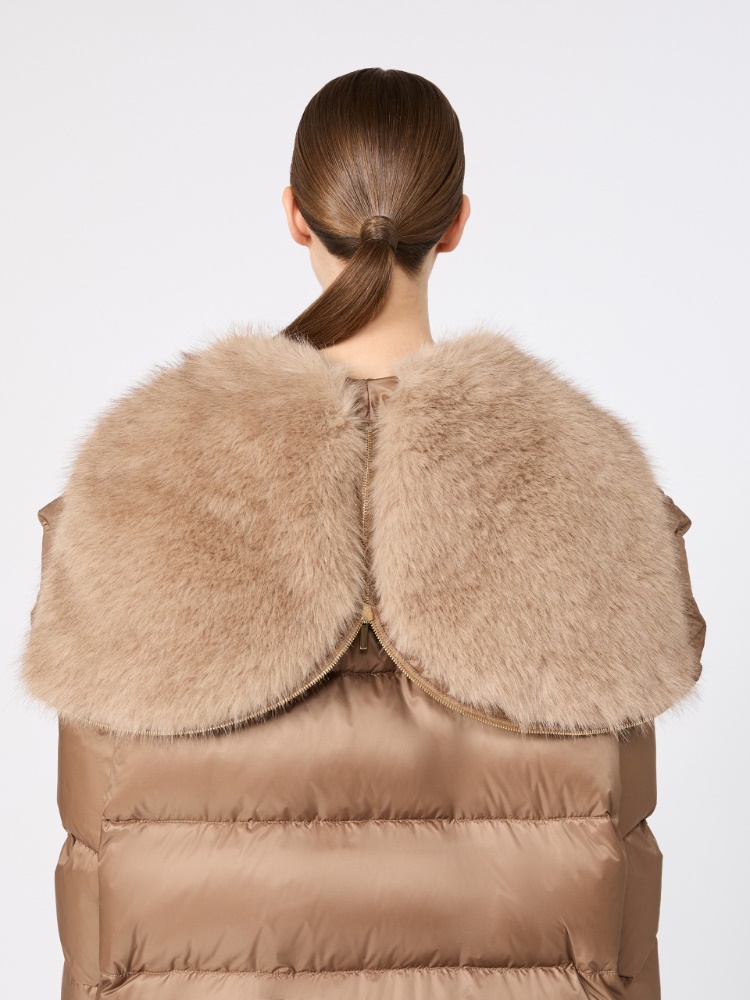 Roomy iridescent plain-weave fabric puffer jacket - CAMEL - Max Mara - 4