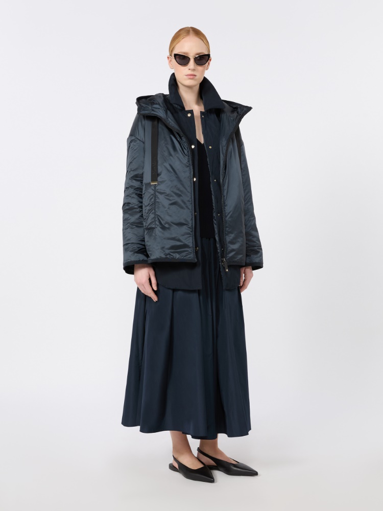 Oversized padded jacket in water-repellent canvas - MIDNIGHTBLUE