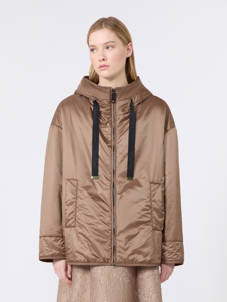 Oversized padded jacket in water-repellent canvas - MUD - 2
