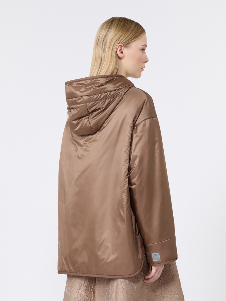 Oversized padded jacket in water-repellent canvas - MUD - 3