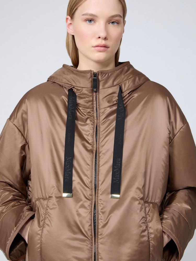 Oversized padded jacket in water-repellent canvas - MUD - 4