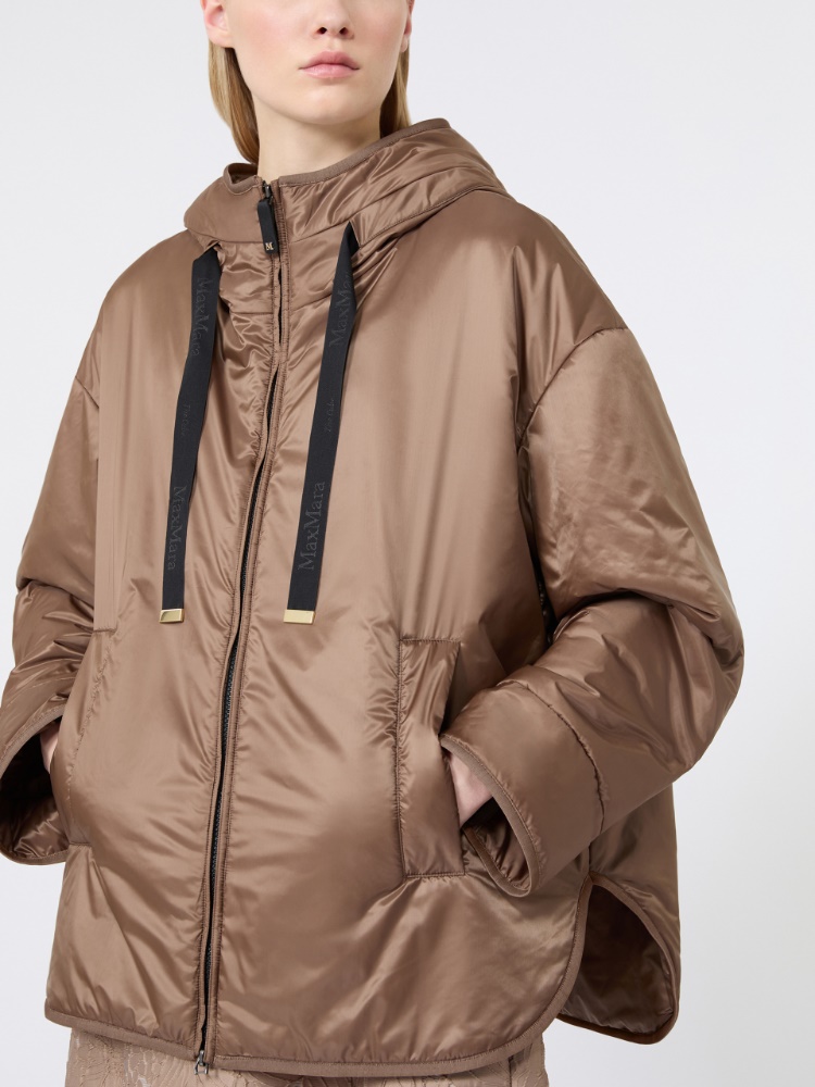 Oversized padded jacket in water-repellent canvas - MUD - 5