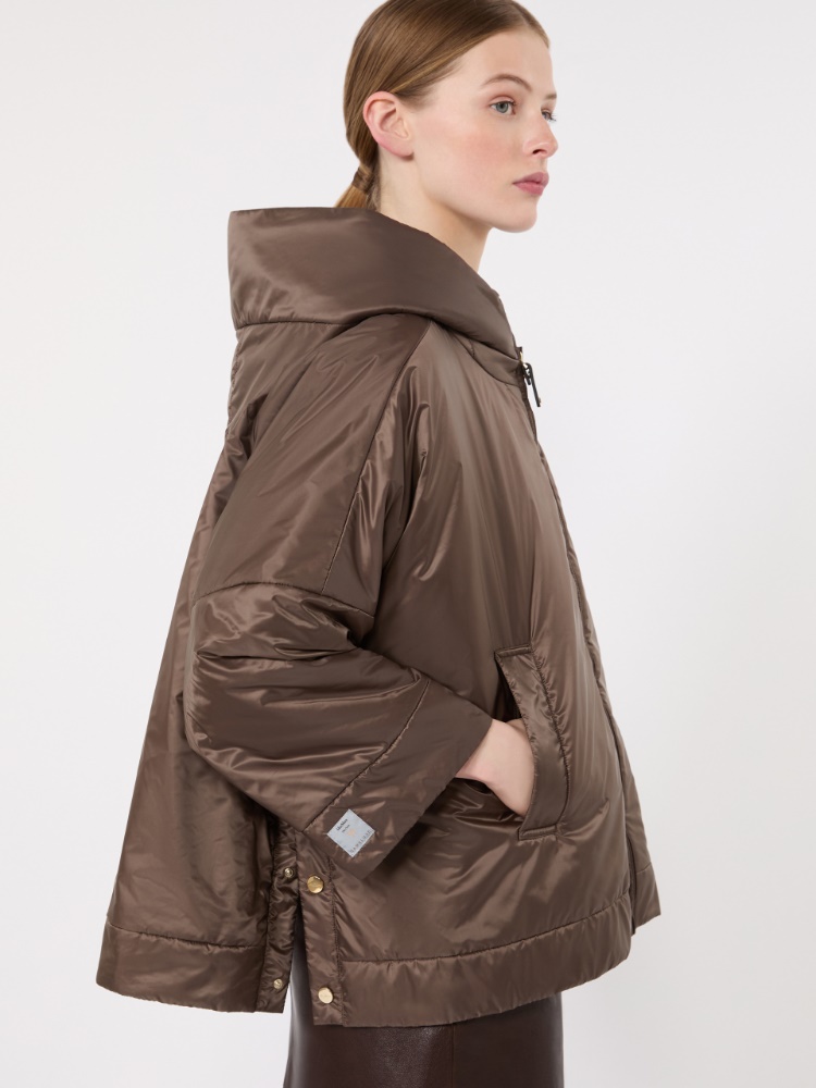Padded, hooded jacket in water-repellent canvas - BROWN - 4