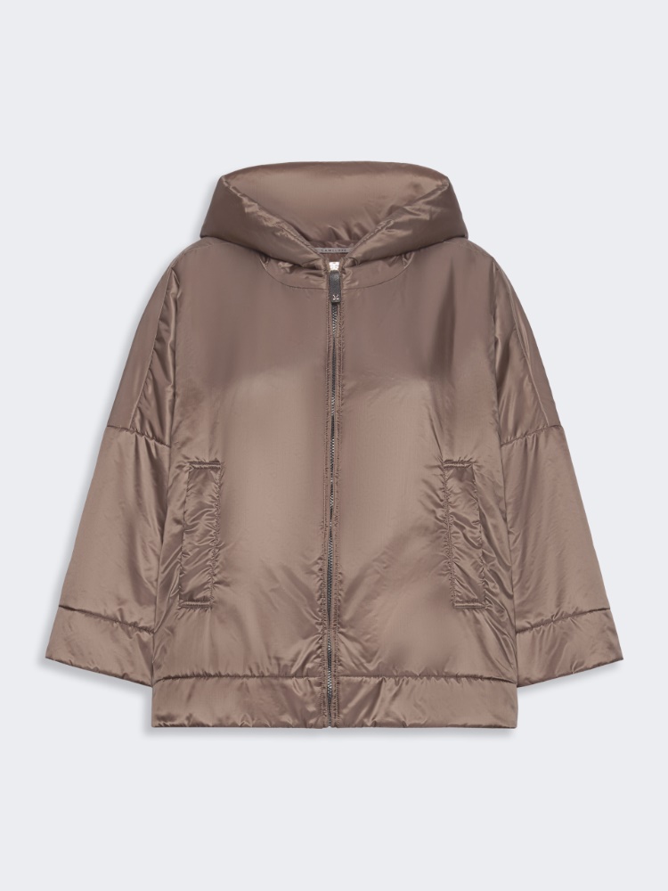 Padded, hooded jacket in water-repellent canvas - BROWN - 5