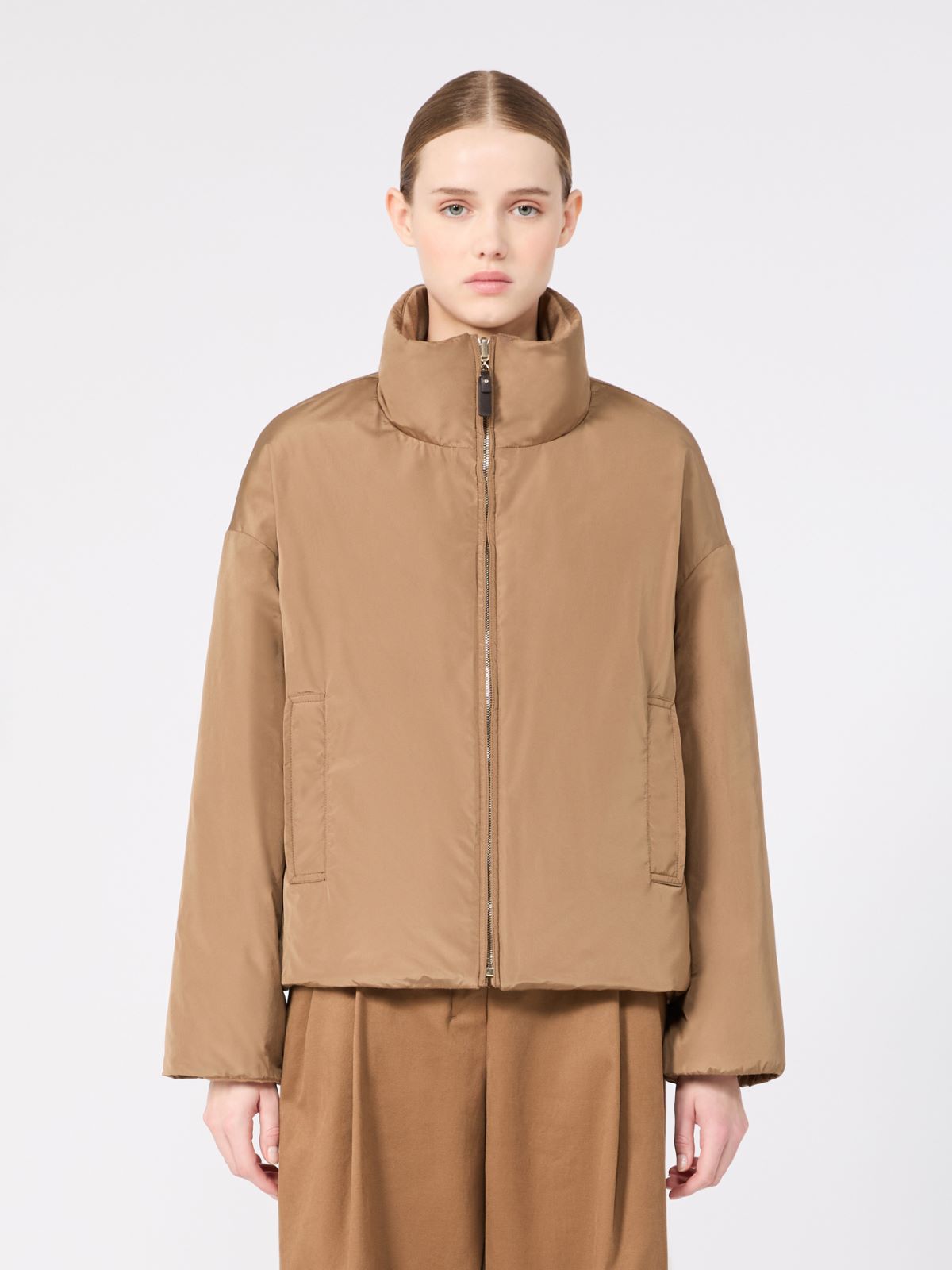 Dwustronna pikowana kurtka z drapowanej wełny wielbłądziej - BEŻOWY - Max Mara - 5