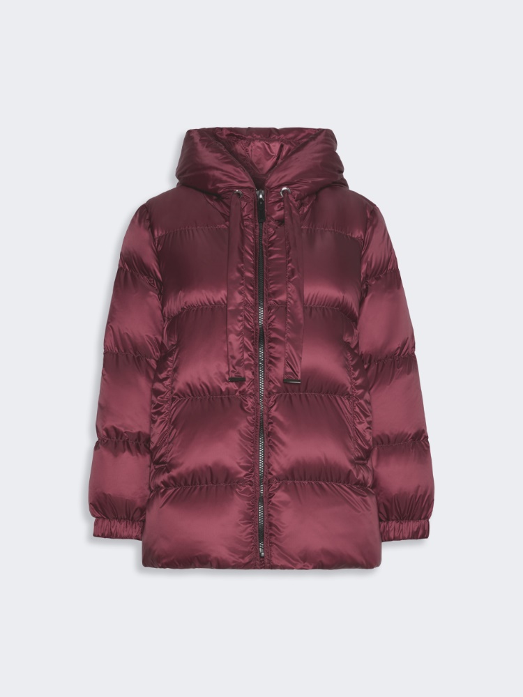 Szeroka pikowana kurtka z tkaniny wodoodpornej - BORDOWY - Max Mara - 4