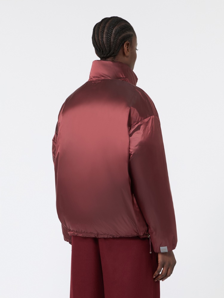 Short reversible cashmere puffer jacket - BORDEAUX