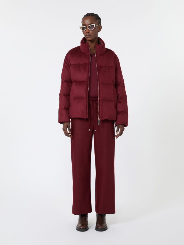 Short reversible cashmere puffer jacket - BORDEAUX