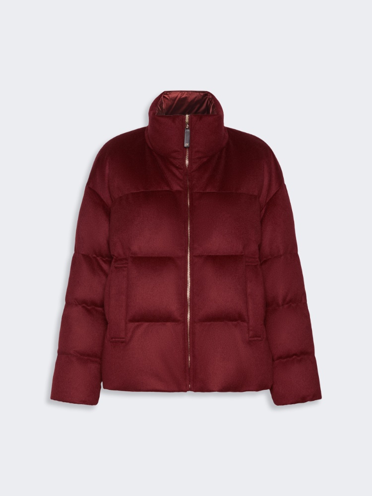 Short reversible cashmere puffer jacket - BORDEAUX