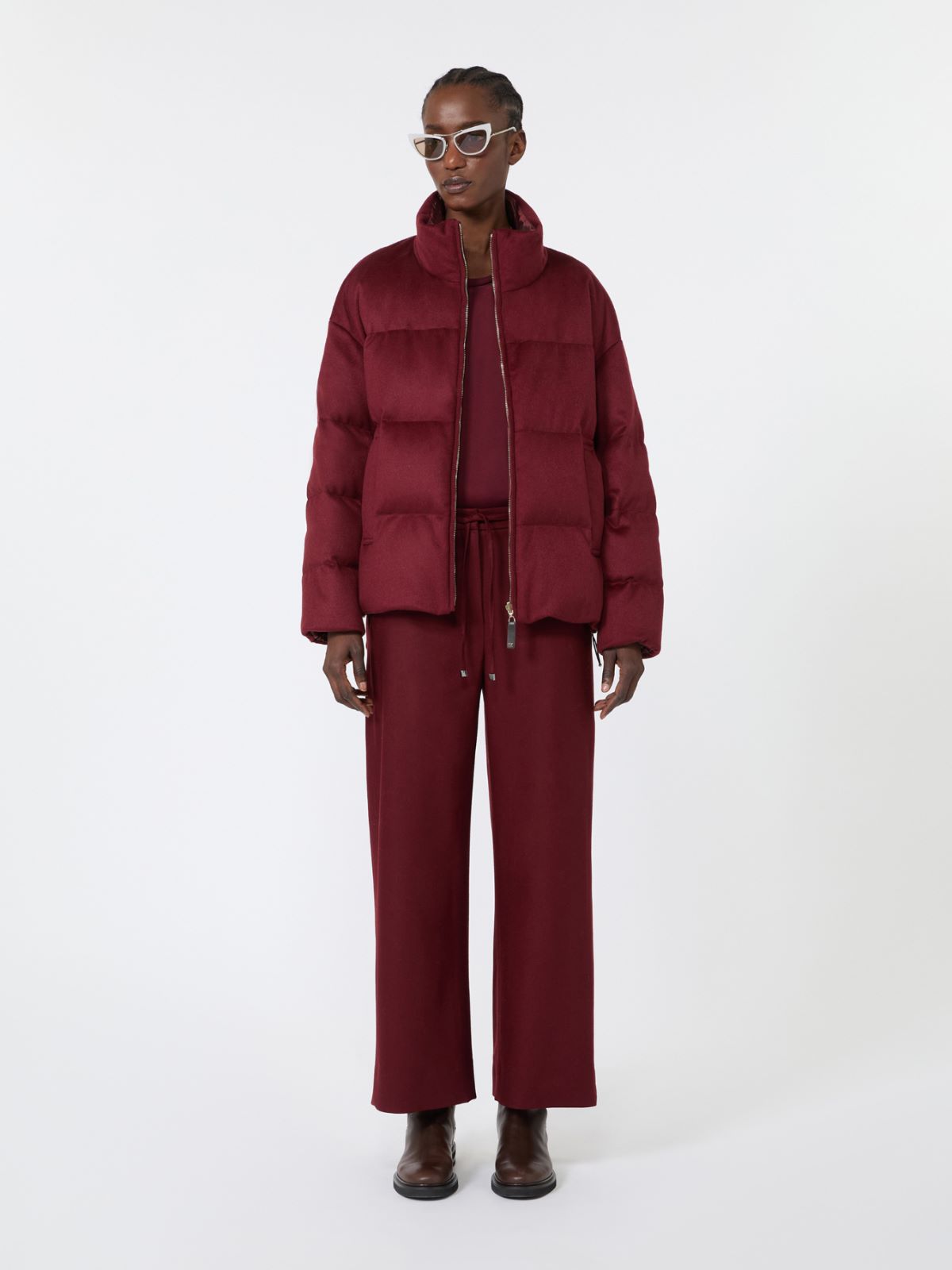 Short reversible cashmere puffer jacket - BORDEAUX - Max Mara
