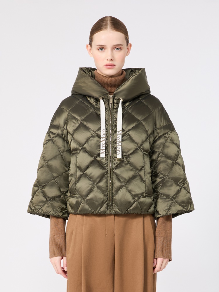 Cape-style puffer in water-repellent iridescent plain-weave fabric - MOSS GREEN - Max Mara - 2