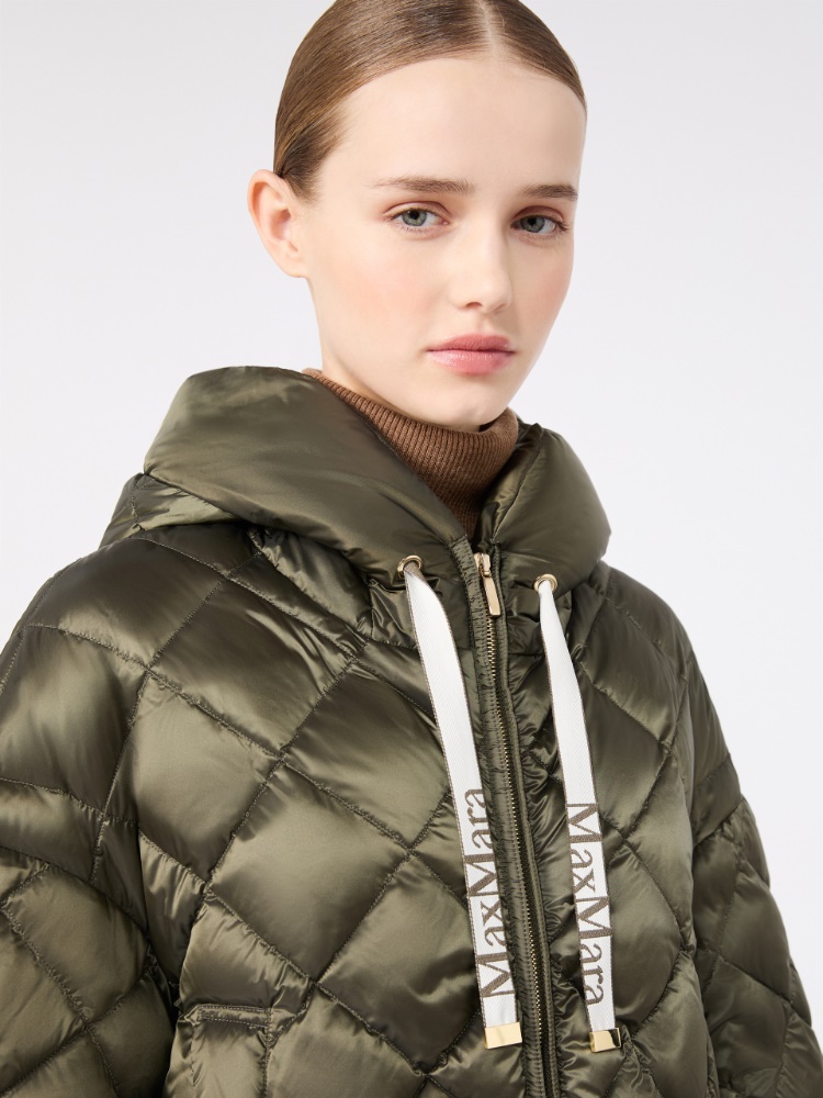 Cape-style puffer in water-repellent iridescent plain-weave fabric - MOSS GREEN - Max Mara - 4
