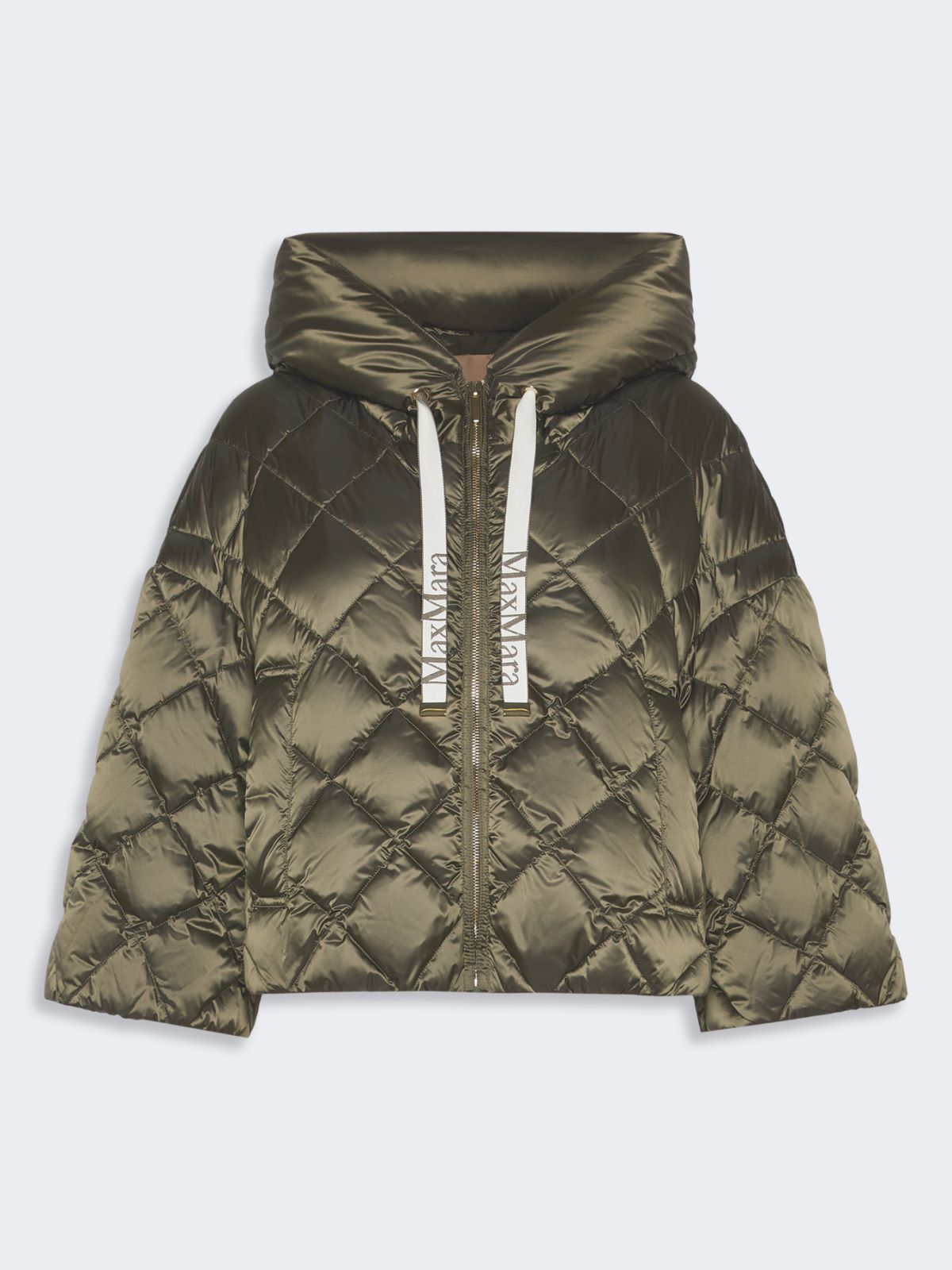 Cape-style puffer in water-repellent iridescent plain-weave fabric - MOSS GREEN - Max Mara - 5