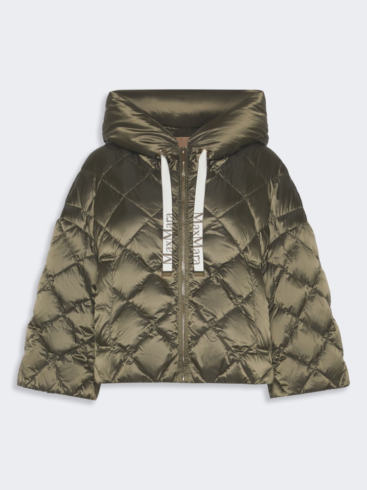 Cape-style puffer in water-repellent iridescent plain-weave fabric - MOSS GREEN - Max Mara - 5