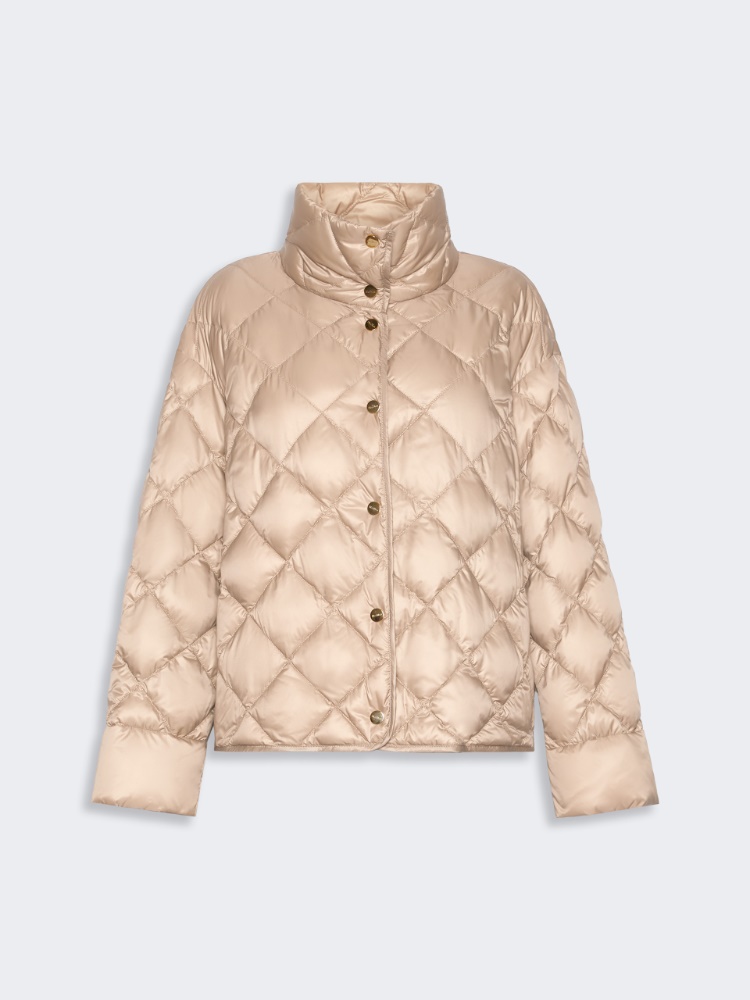 Slim-fit puffer jacket in water-repellent plain-weave fabric - BEIGE