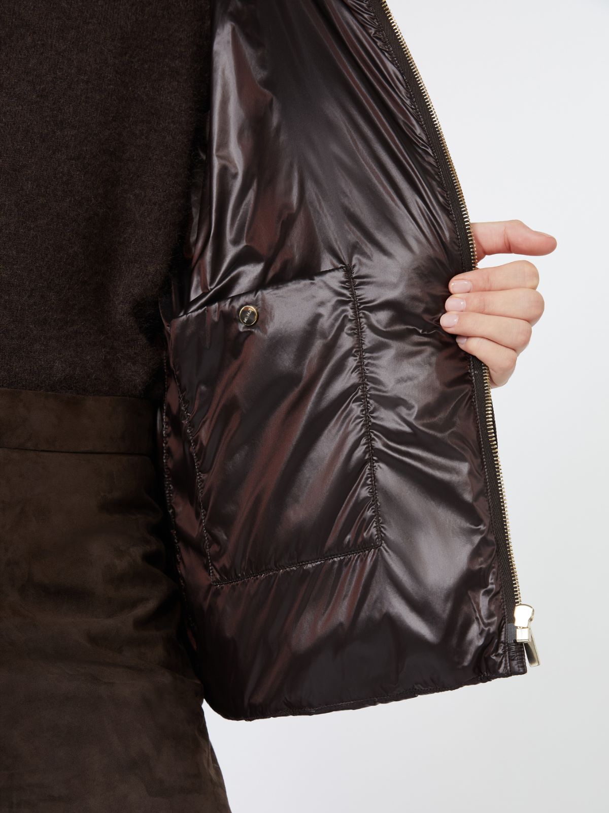 Hooded puffer jacket in water-repellent plain-weave fabric - BROWN - Max Mara - 4
