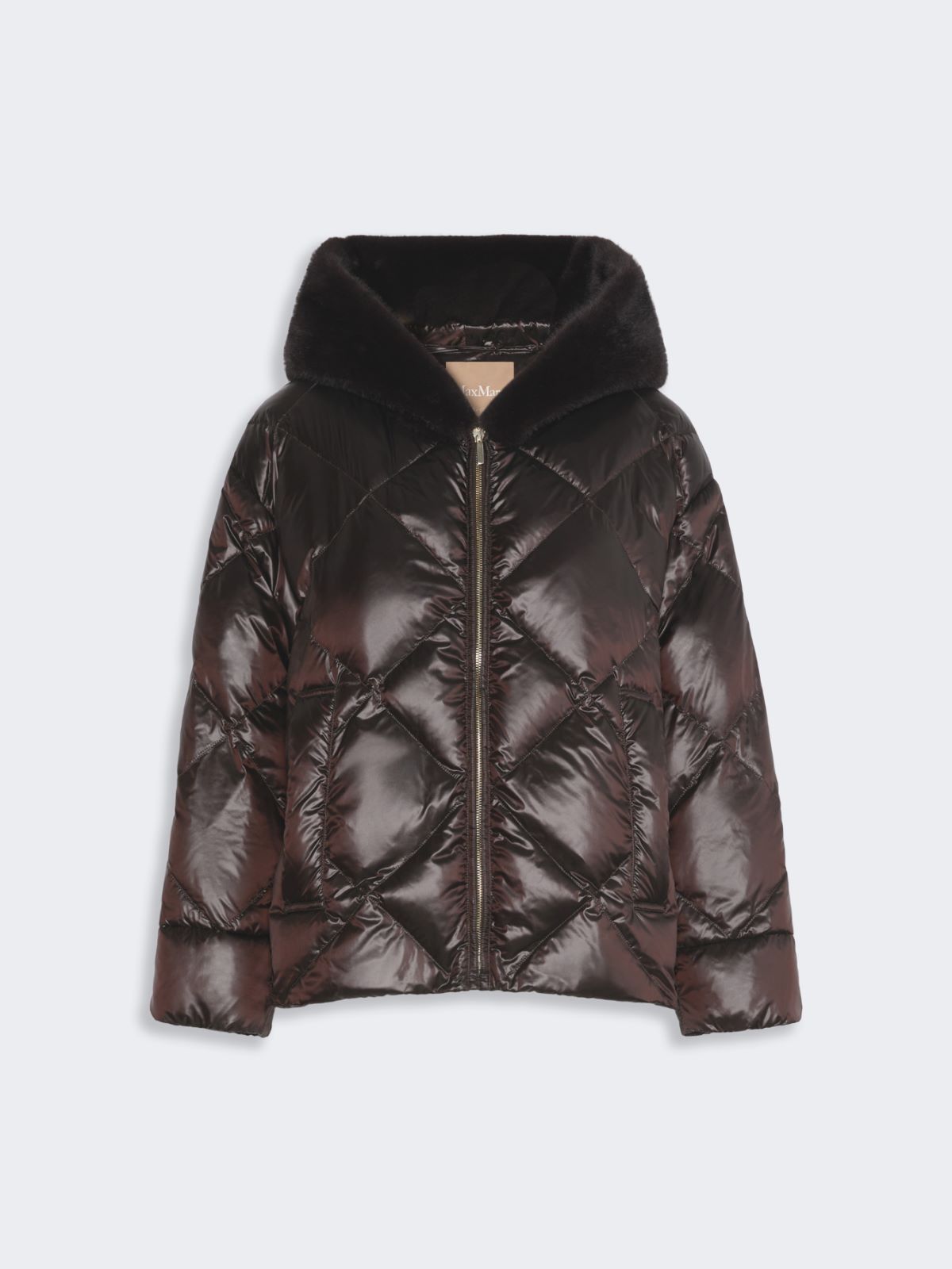 Hooded puffer jacket in water-repellent plain-weave fabric - BROWN - Max Mara - 5