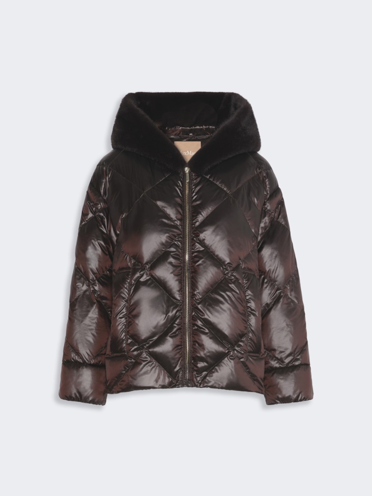 Hooded puffer jacket in water-repellent plain-weave fabric - BROWN