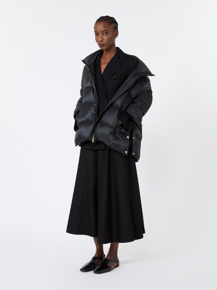 Roomy puffer jacket in water-repellent plain-weave fabric - BLACK