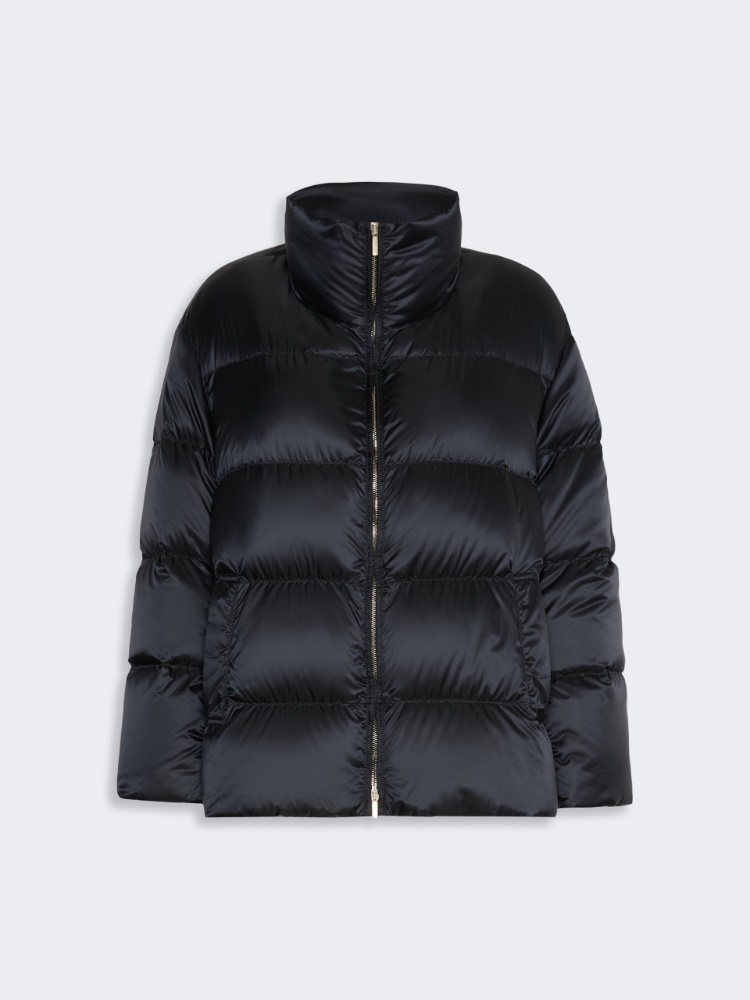 Roomy puffer jacket in water-repellent plain-weave fabric - BLACK