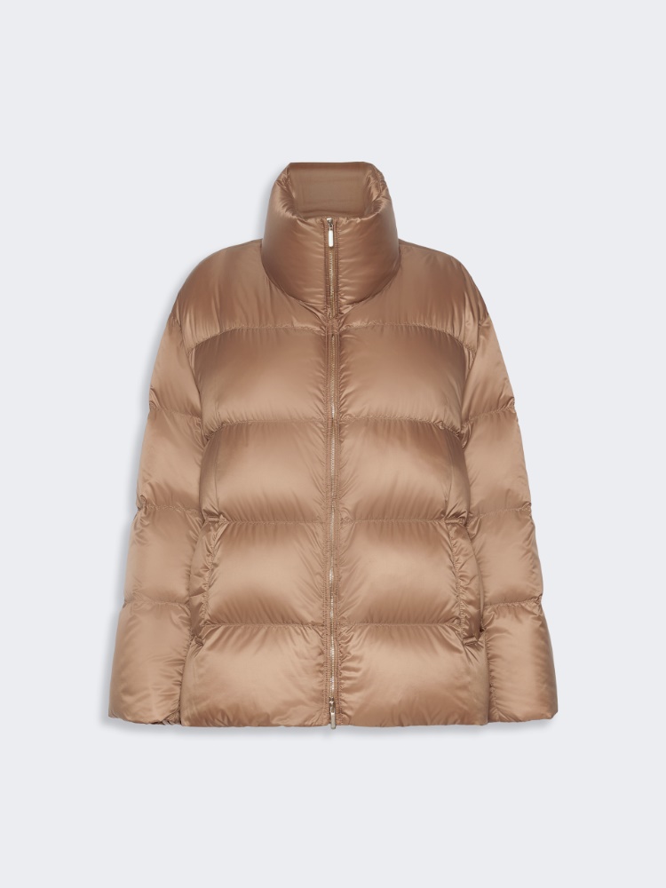 Roomy puffer jacket in water-repellent plain-weave fabric - CAMEL
