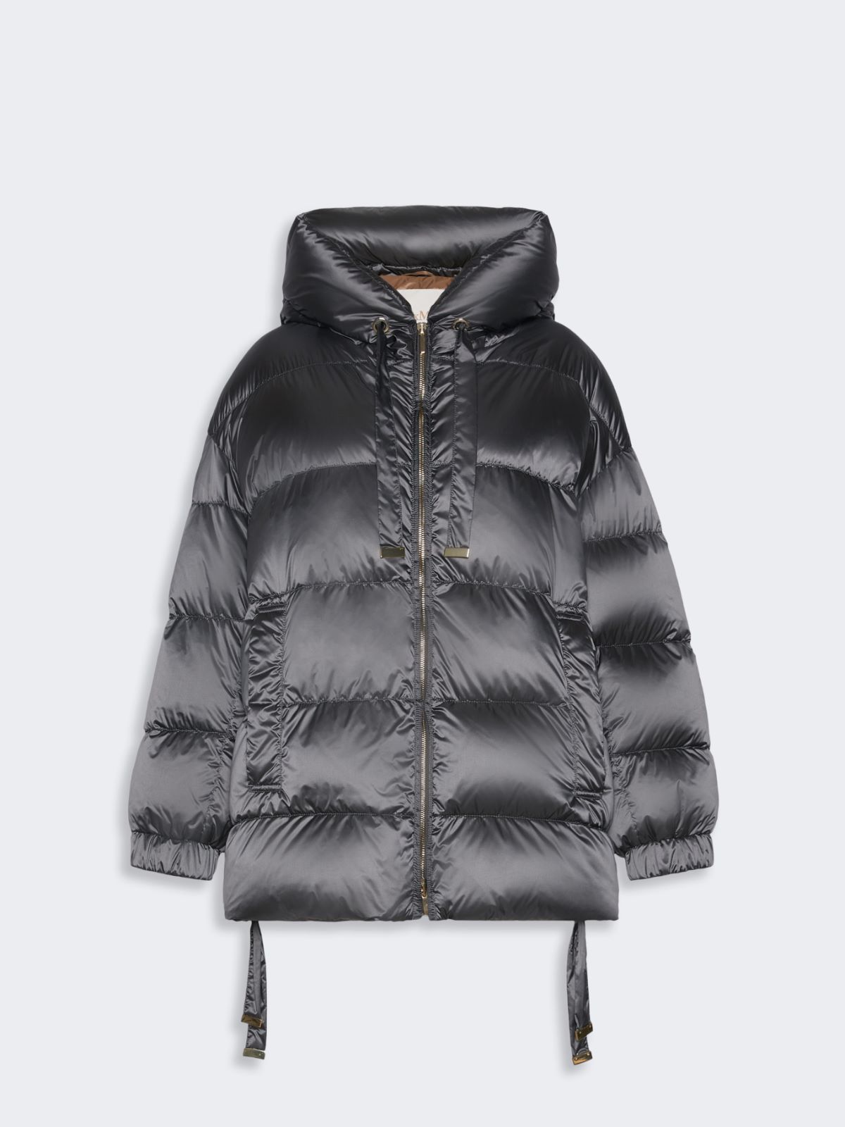 Roomy hooded puffer jacket in water-repellent plain-weave fabric - MEDIUM GREY - Max Mara - 4