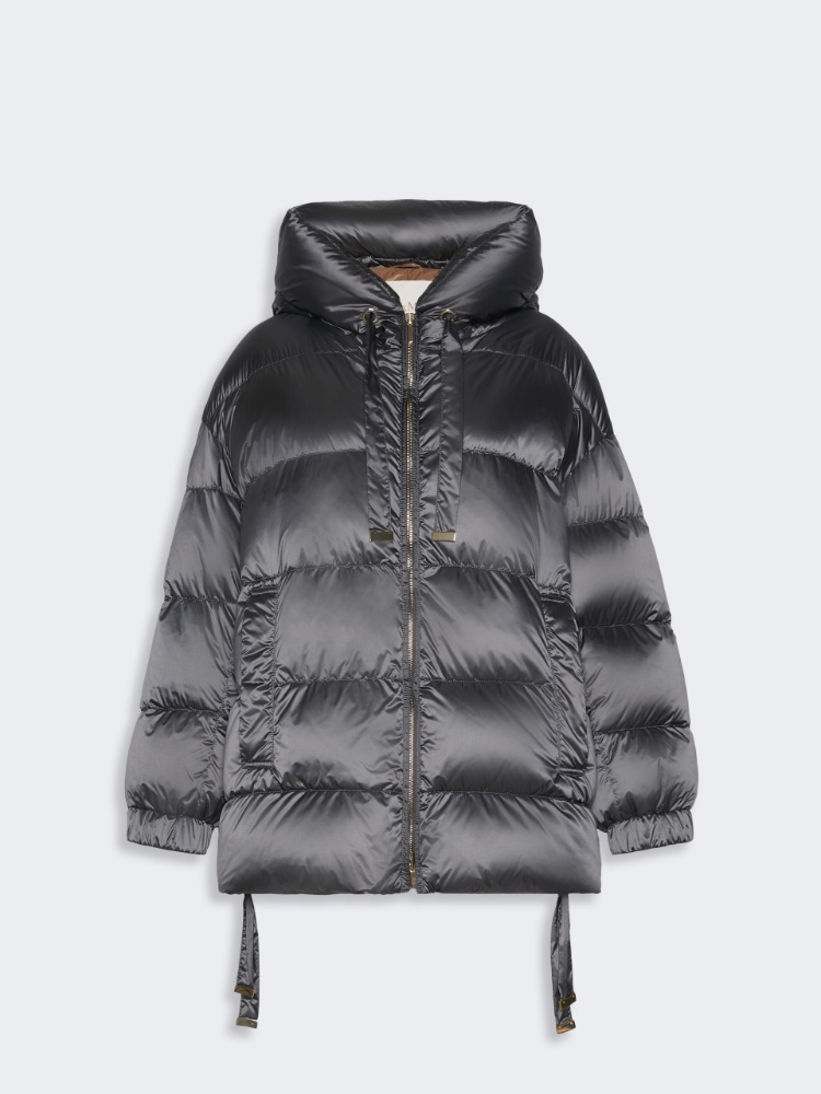 Roomy hooded puffer jacket in water-repellent plain-weave fabric - MEDIUM GREY