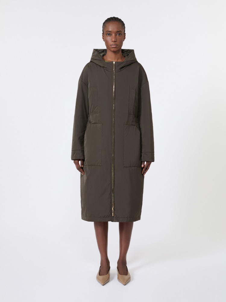 Long, reversible padded parka in radzmir and water-repellent canvas - KAKI - 2