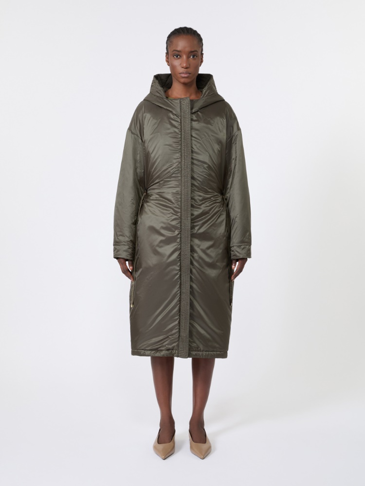 Long, reversible padded parka in radzmir and water-repellent canvas - KAKI - 5