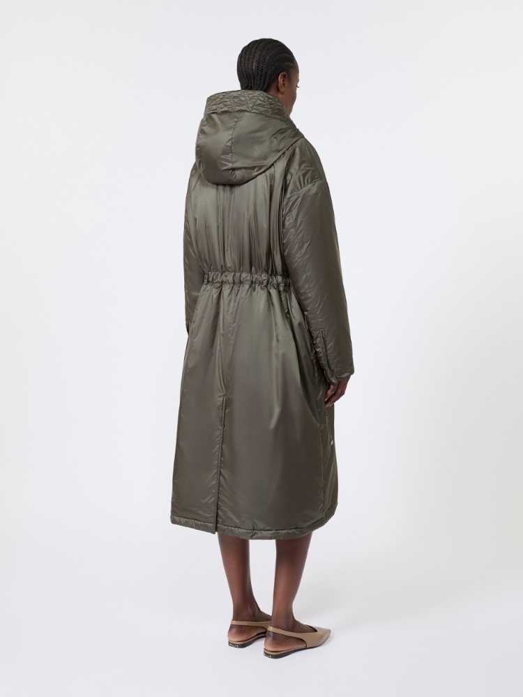 Long, reversible padded parka in radzmir and water-repellent canvas - KAKI