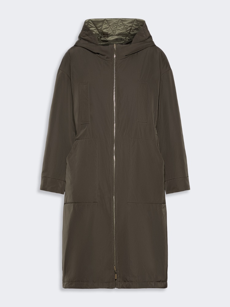 Long, reversible padded parka in radzmir and water-repellent canvas - KAKI - 6