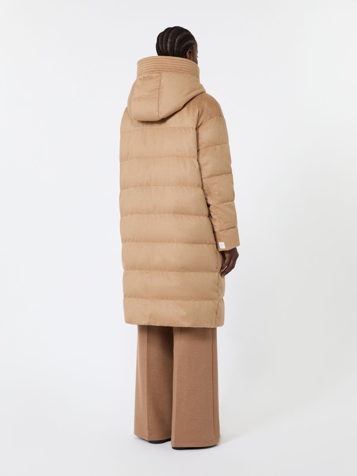 Pikowana kurtka midi z drapowanej wełny wielbłądziej - BEŻOWY - Max Mara - 3