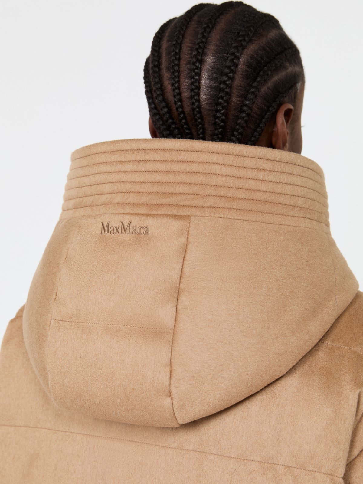 Pikowana kurtka midi z drapowanej wełny wielbłądziej - BEŻOWY - Max Mara - 5