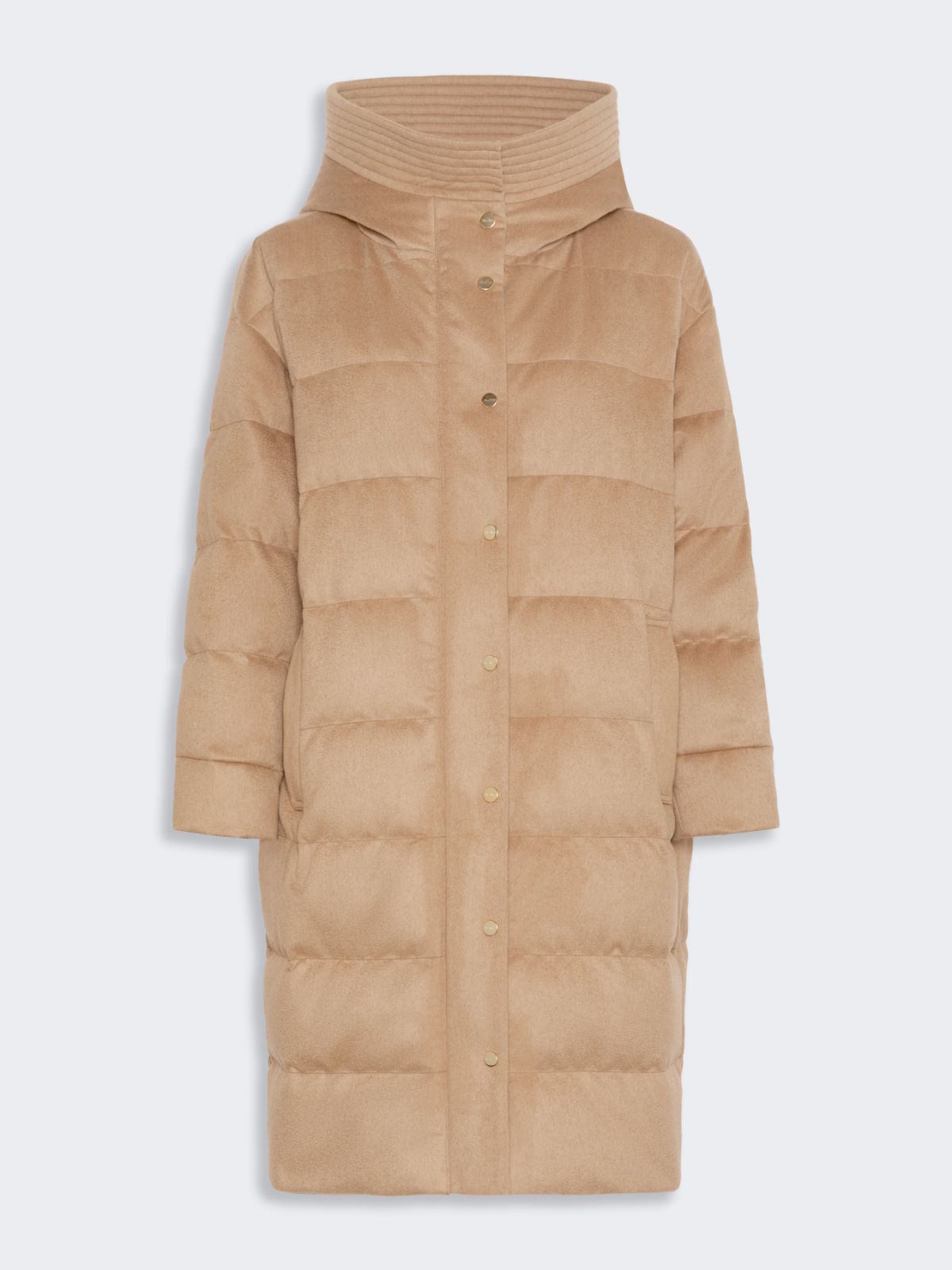 Pikowana kurtka midi z drapowanej wełny wielbłądziej - BEŻOWY - Max Mara - 7
