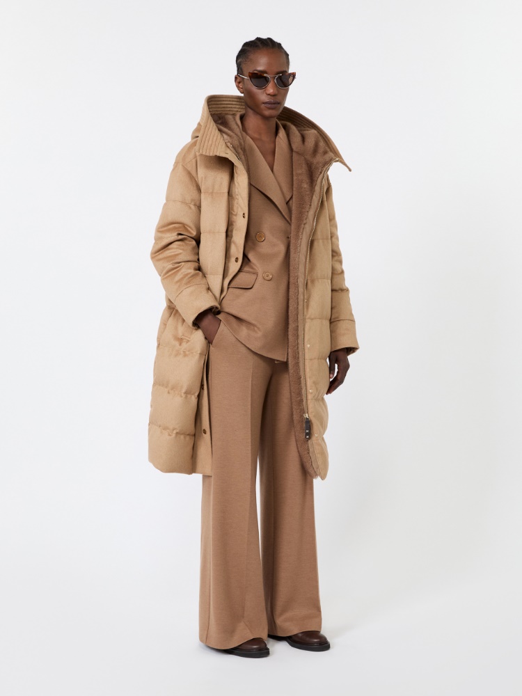 Midi puffer jacket in camel drap - BEIGE
