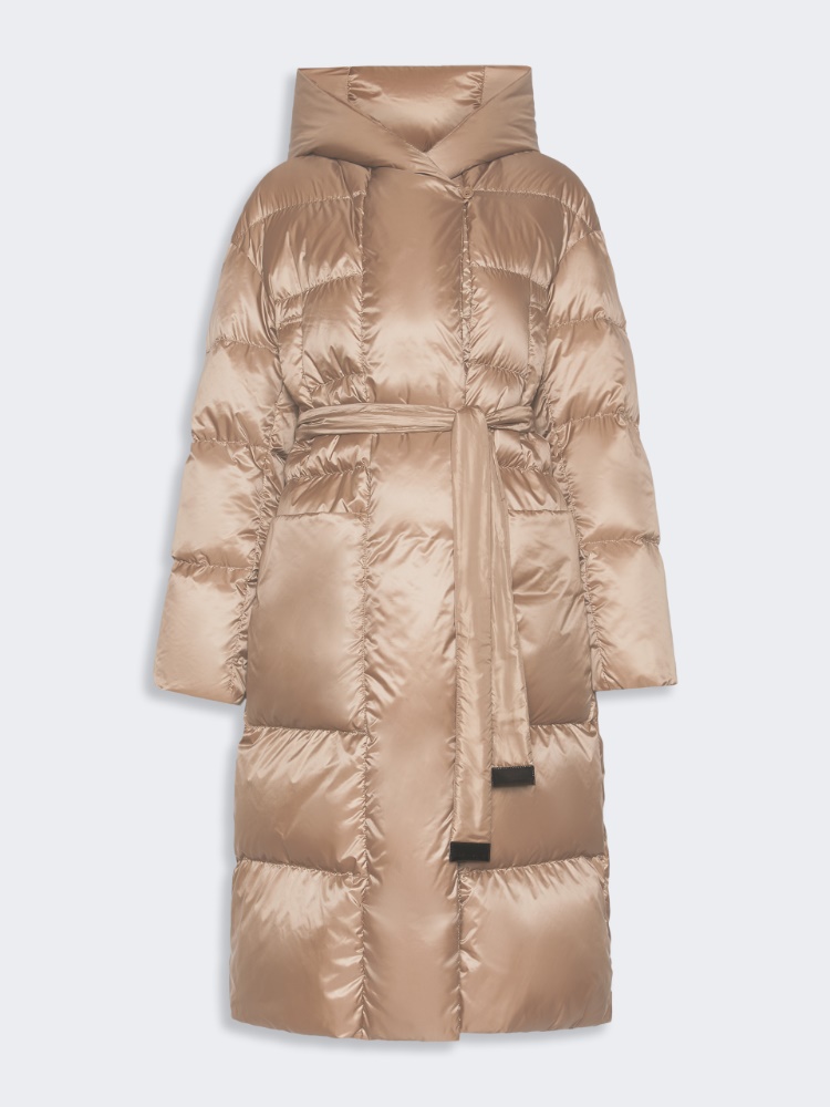 Long puffer in water-repellent plain-weave fabric - CLAY