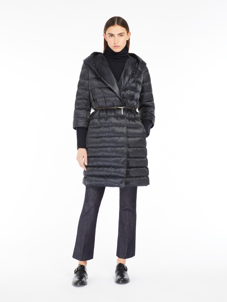 Reversible down jacket in water-repellent satin - MIDNIGHTBLUE