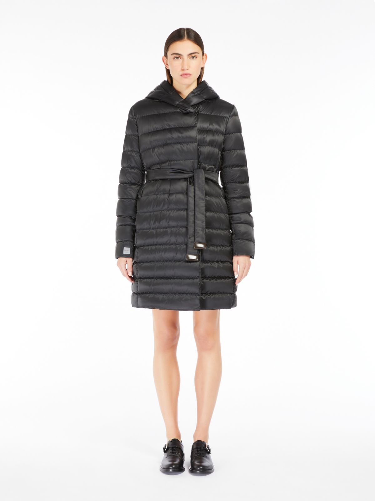 Reversible down jacket in water-repellent satin - BLACK - 2