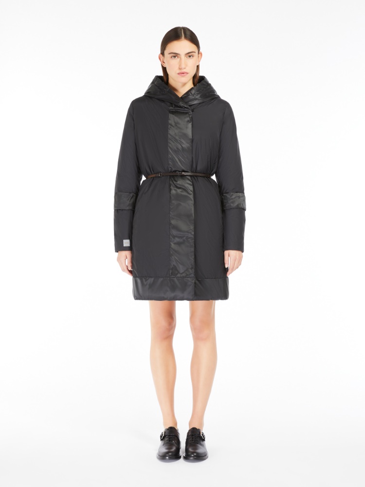 Reversible down jacket in water-repellent satin - BLACK - 5