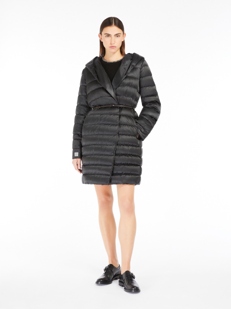 Reversible down jacket in water-repellent satin - BLACK