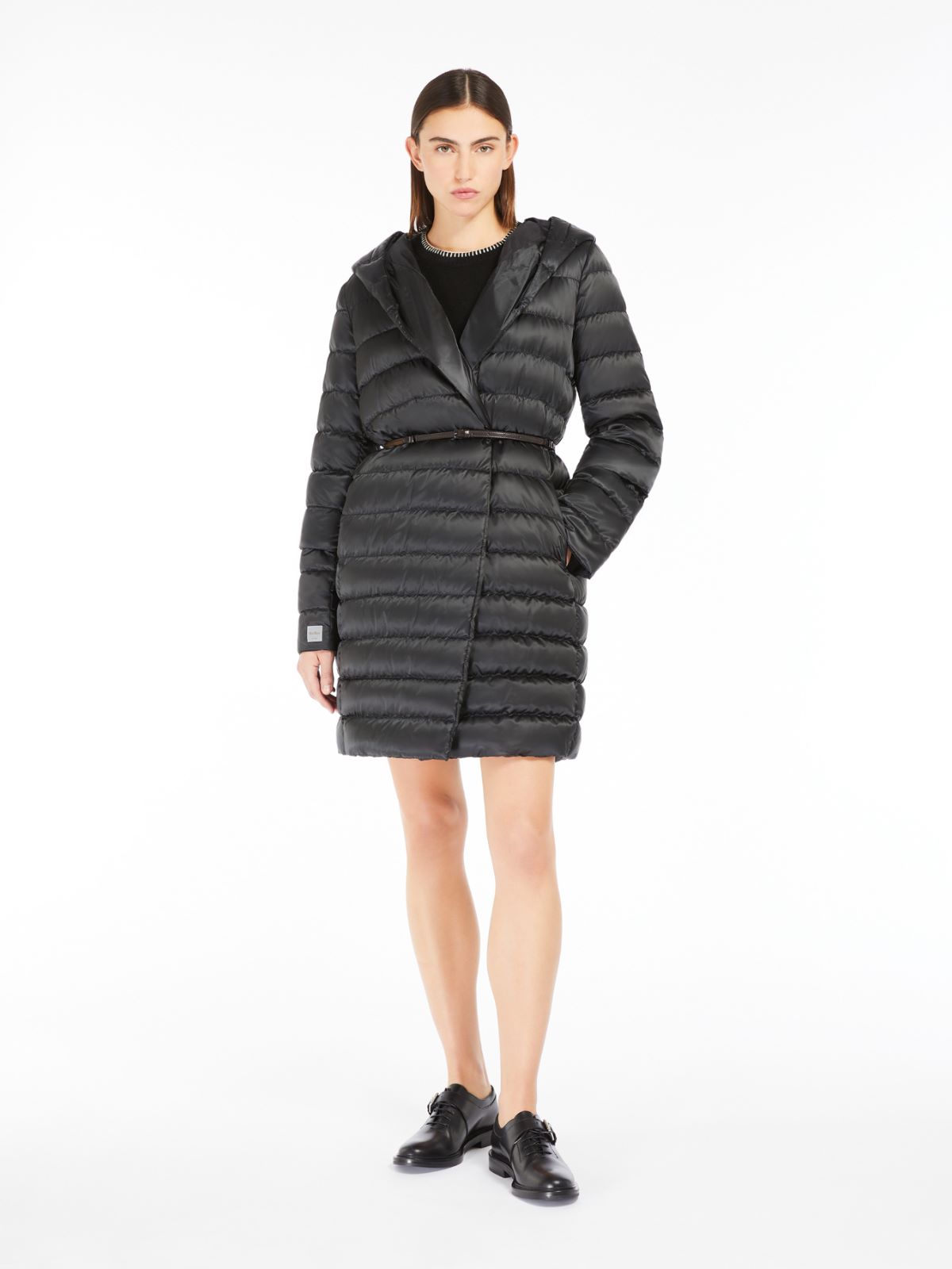 Reversible down jacket in water-repellent satin - BLACK