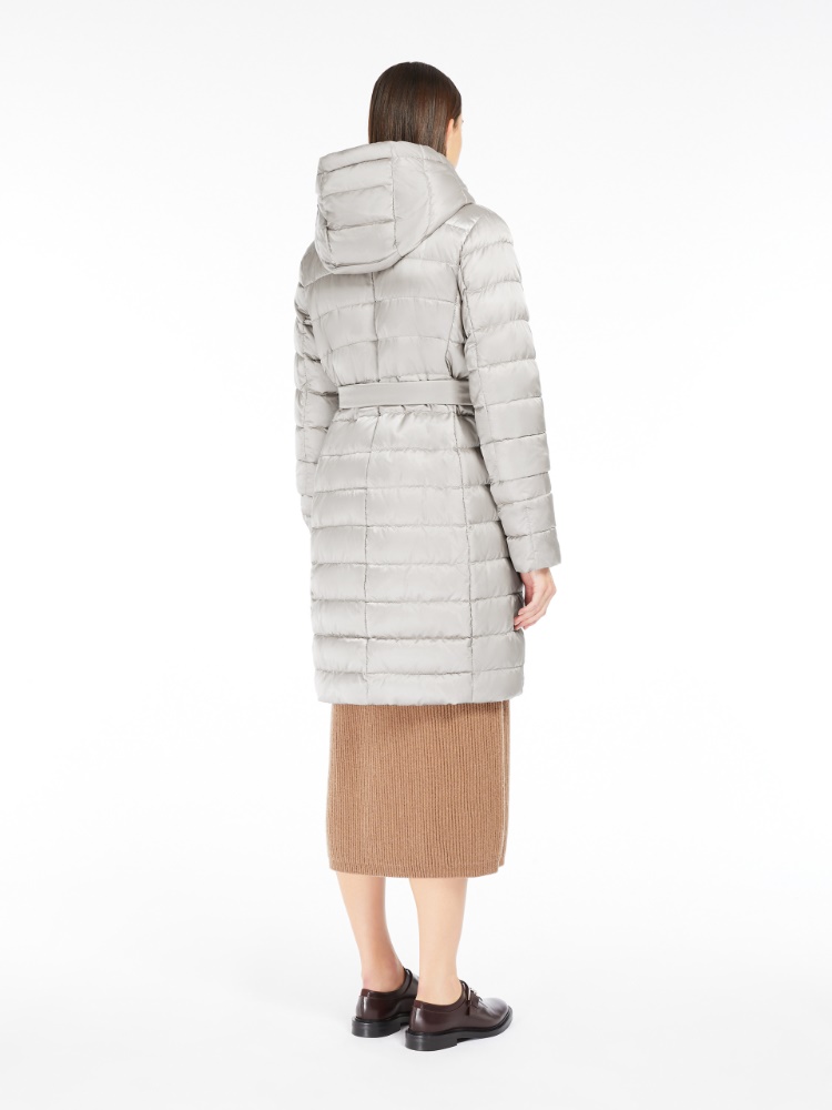 Reversible down jacket in water-repellent satin - SAND - 3