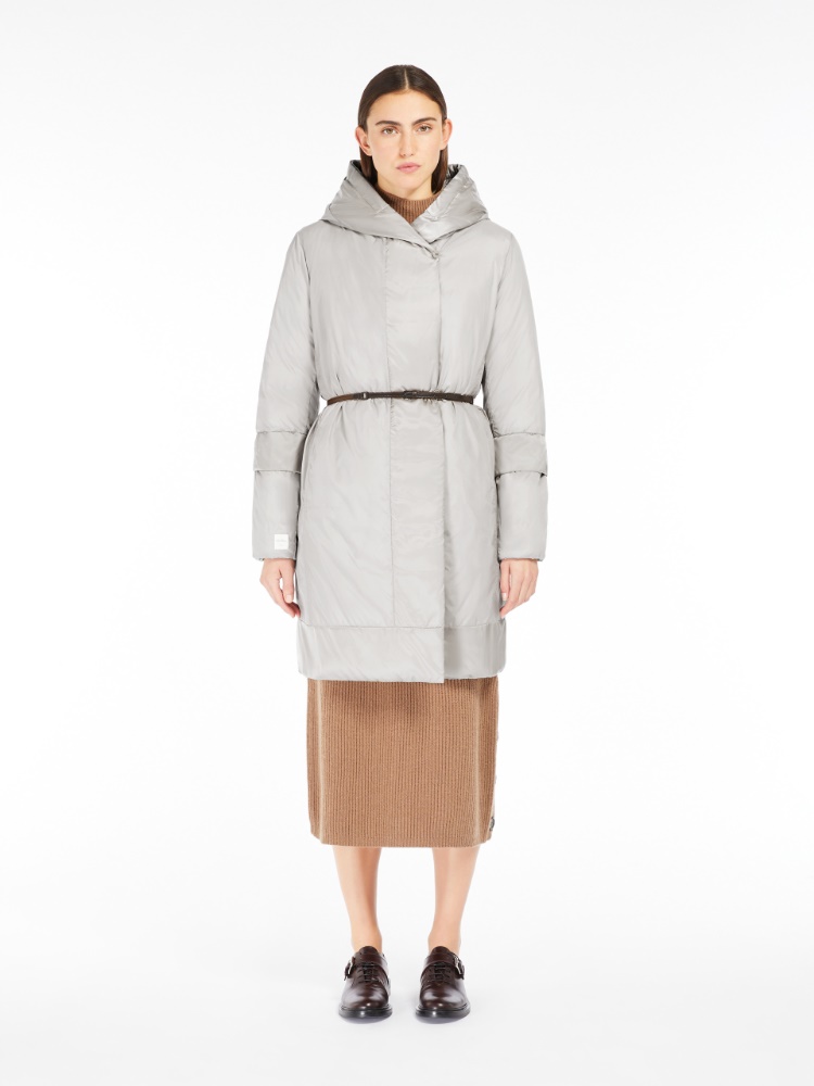 Reversible down jacket in water-repellent satin - SAND - 5