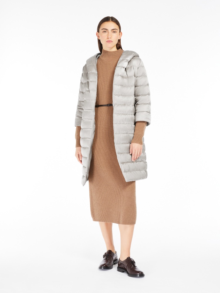 Reversible down jacket in water-repellent satin - SAND