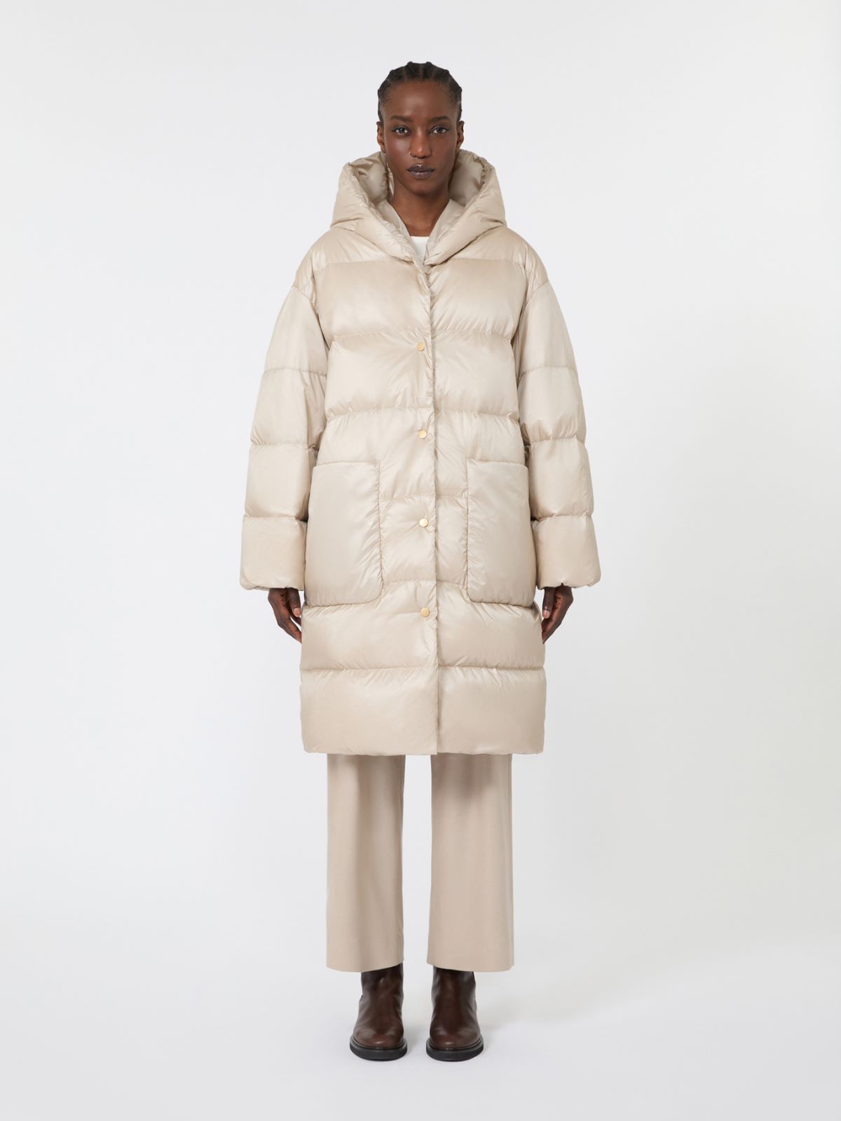 Pikowana kurtka midi z tkaniny wodoodpornej - NATURALNY - Max Mara - 2